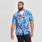 Men's Tall Floral Print Standard Fit Short Sleeve Button-down Camp Shirt - Goodfellow & Co Blue