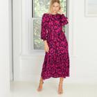 Women's Leopard Print Long Balloon Sleeve Dress - Who What Wear Magenta