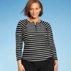Kona Sol Women's Plus Size Long Sleeve Zip Neck Rash Guard - Kona