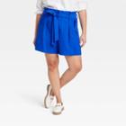 Women's Plus Size High-rise Utility Paperbag Shorts - A New Day Blue