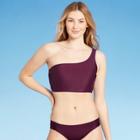 Women's Longline One Shoulder Bikini Top - Kona Sol Atlantic Burgundy S, Atlantic Red