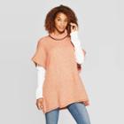 Women's Rolled Edge Poncho - Universal Thread Orange One Size, Women's