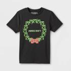 Boys' Minecraft Creeper Wreath Short Sleeve Graphic T-shirt - Black