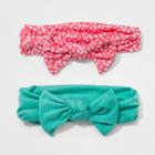 Girls' 2pk Solid Bow Headbands - Cat & Jack Coral (pink)