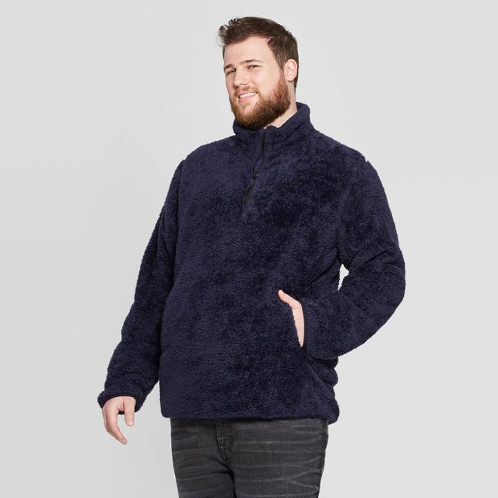 Men's Big & Tall Standard Fit Sherpa Sweatshirt - Goodfellow & Co Navy Voyage 5xb, Men's, Blue Voyage