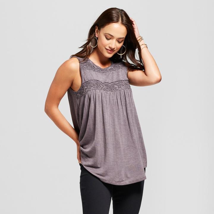 Women's Lace Back Oil Wash Tank - Knox Rose Purple