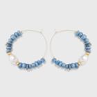 Pearl And Shell Bead Hoop Earrings - A New Day Blue