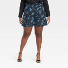 Women's Plus Size Floral Print High-rise Shorts - Who What Wear Black