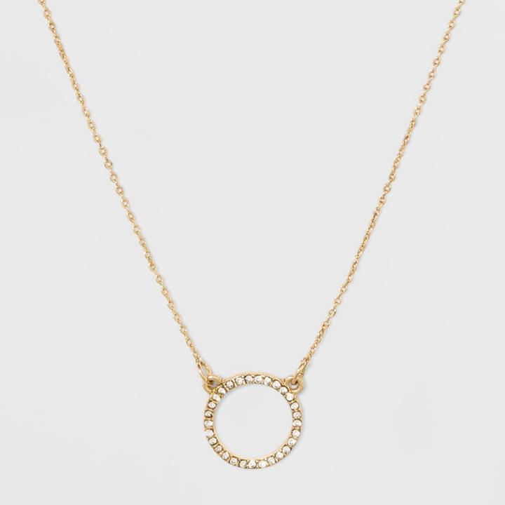 Petiteopen Circle Short Pendant Necklace - A New Day Gold/clear, Women's, Gold Clear