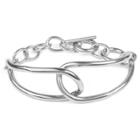 West Coast Jewelry Stainless Steel Two Large Ovals Link Chain Bracelet, Girl's,