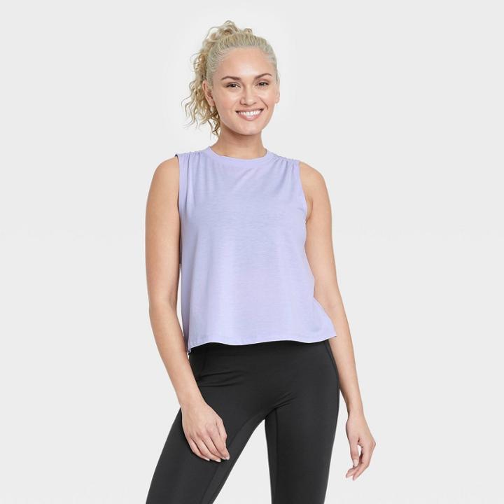 Women's Active Cinch Crop Tank Top - All In Motion Lilac Purple