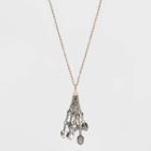 Glass Beaded Tassel Pendant Necklace - A New Day Black