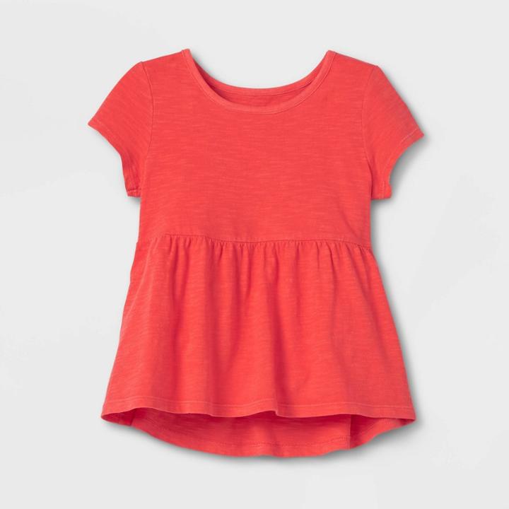 Toddler Girls' Solid Knit Washed T-shirt - Cat & Jack Orange