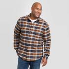 Mens Tall Standard Fit Long Sleeve 2-pocket Flannel Button-down Shirt - Goodfellow & Co Brown