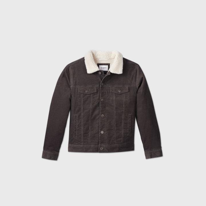 Men's Sherpa Lined Corduroy Trucker Jacket - Goodfellow & Co Olive Green