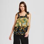 Women's Floral Print Flowy Tiered Tank Top - Who What Wear Yellow/black