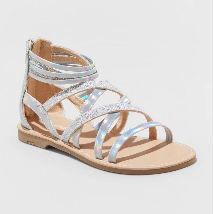 Girls' Gelsey Gladiator Sandals - Cat & Jack Silver 13, Toddler Girl's