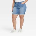 Women's Plus Size High-rise Jean Shorts - Ava & Viv Indigo