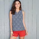 Women's Floral Print Henley Tank Top - Universal Thread Navy