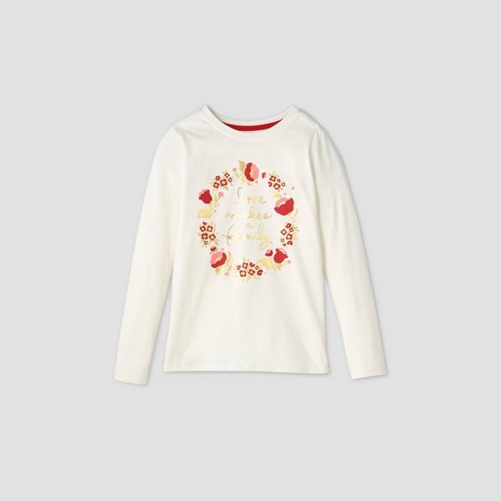 Girls' Long Sleeve 'love Makes A Family' Graphic T-shirt - Cat & Jack Cream
