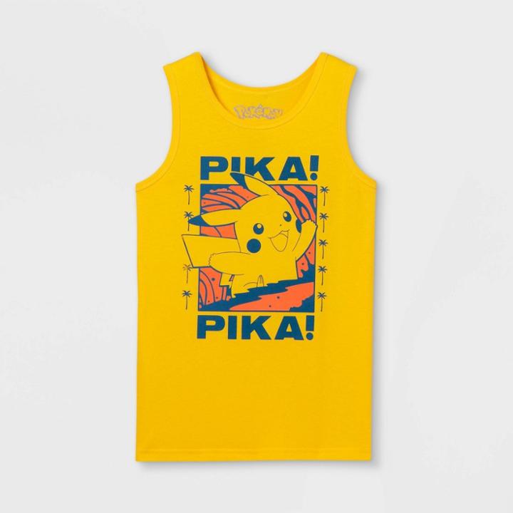 Boys' Pokemon Pika Surf Tank Top - Yellow