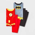 Boys' Justice League Flash And Batman 4pc Long Sleeve Costume Pajama