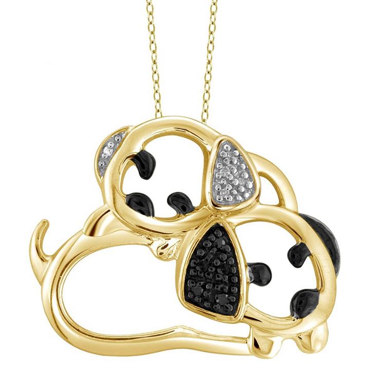 Target 120 Ct. T.w. Round-cut Black And White Diamond Pave Set Dog Pendant - Yellow