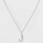 Silver Plated Cubic Zirconia 'j' Pendant Necklace - A New Day