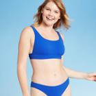 Women's Textured Scoop Bralette Bikini Top - Xhilaration Blue L, Women's,