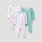 Baby Girls' 3pk 'summer Ice Cream' Sleep N' Play - Cloud Island Cream 3-6m, Ivory/white/blue