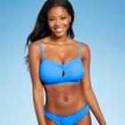 Women's Twist-front Keyhole Bralette Bikini Top - Shade & Shore Island Blue D/dd Cup