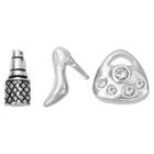 Treasure Lockets 3 Silver Plated Charm Set With Fashionista Theme - Silver, Women's