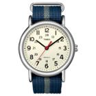 Timex Weekender Slip Thru Nylon Strap Watch With Silvertone Case - Blue/gray T2n654jt, Adult Unisex