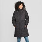 Women's Long Quilted Puffer Jacket - A New Day Black