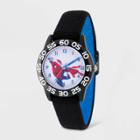 Kids' Marvel Spider-man Plastic Time Teacher Reversible Elastic Strap Watch - Black
