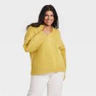 Women's Plus Size V-neck Pullover Sweater - Universal Thread Yellow