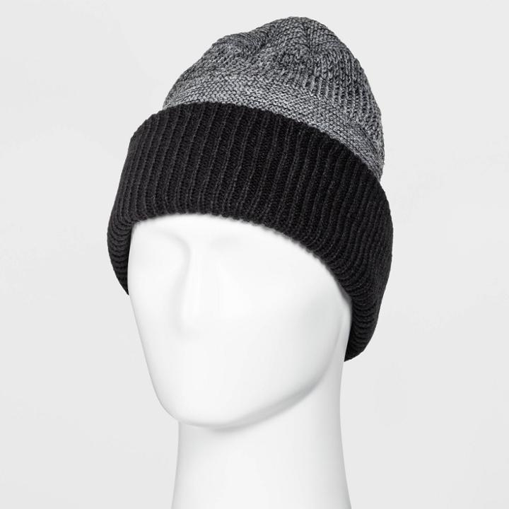 Men's Reversible Knit Beanie - Goodfellow & Co Gray/black