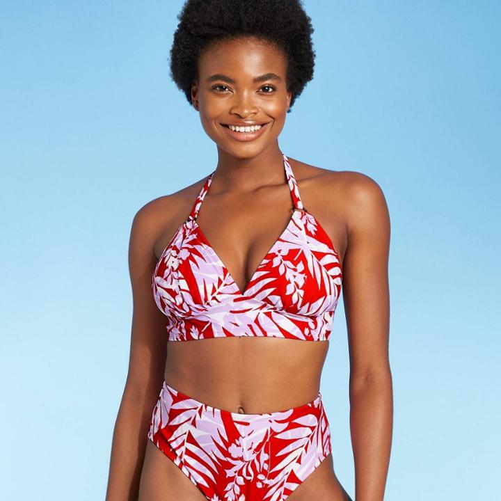 Women's Layered Bikini Top - Kona Sol Red D/dd Cup