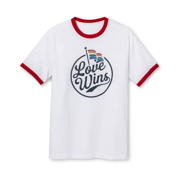 Well Worn Pride Adult Short Sleeve Love Wins T-shirt - White M, Adult Unisex