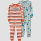 Toddler Boys' Rhino/dino Footed Pajama - Just One You Made By Carter's Orange/green