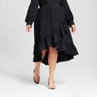 Women's Plus Size Ruffle Wrap Midi Skirt - Who What Wear Black