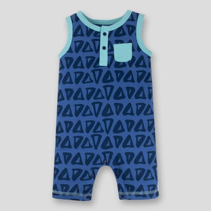 Lamaze Baby Boys' Triangles Sleeveless Organic Cotton Romper - Blue