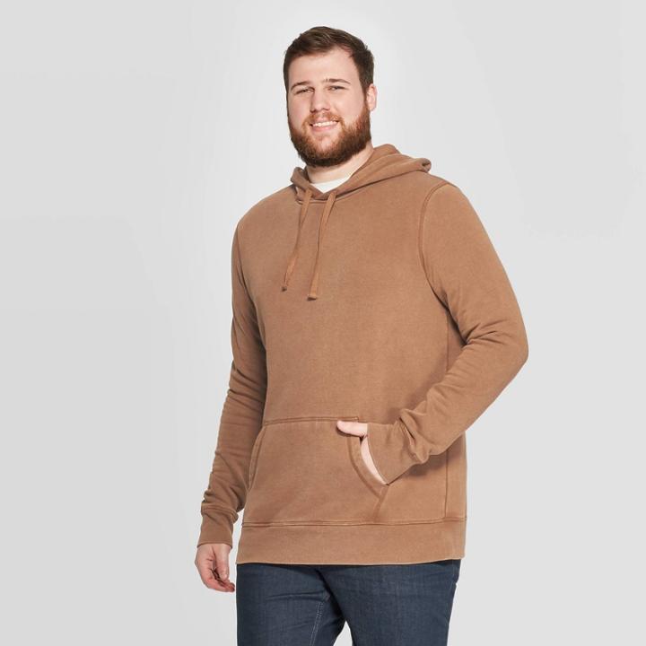 Men's Big & Tall Standard Fit Fleece Pull Over Hoodie - Goodfellow & Co Brown