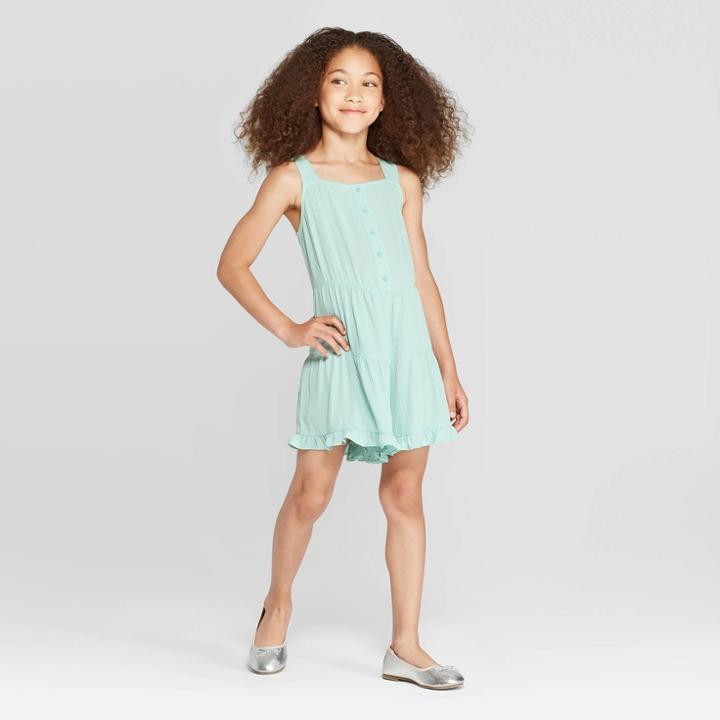 Girls' Ruffle Romper - Art Class Blue