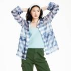 Women's Gingham Check Translucent Hooded Raincoat - Sandy Liang X Target Blue