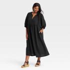 Women's Plus Size Balloon Long Sleeve Dress - Universal Thread Black