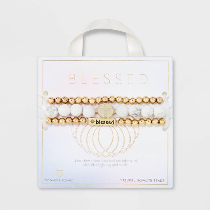 Beloved + Inspired Semi-precious White Howlite Stretch Multi-strand Bracelet - White