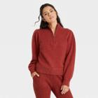 Women's Quarter Zip Mock Turtleneck Pullover Sweater - Universal Thread Burgundy