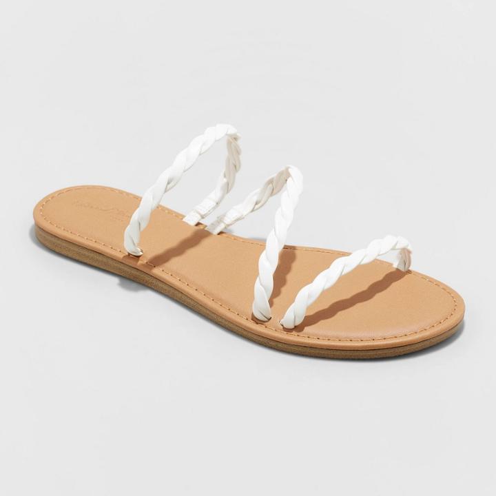 Women's Sunny Braided Strappy Sandals - Universal Thread White