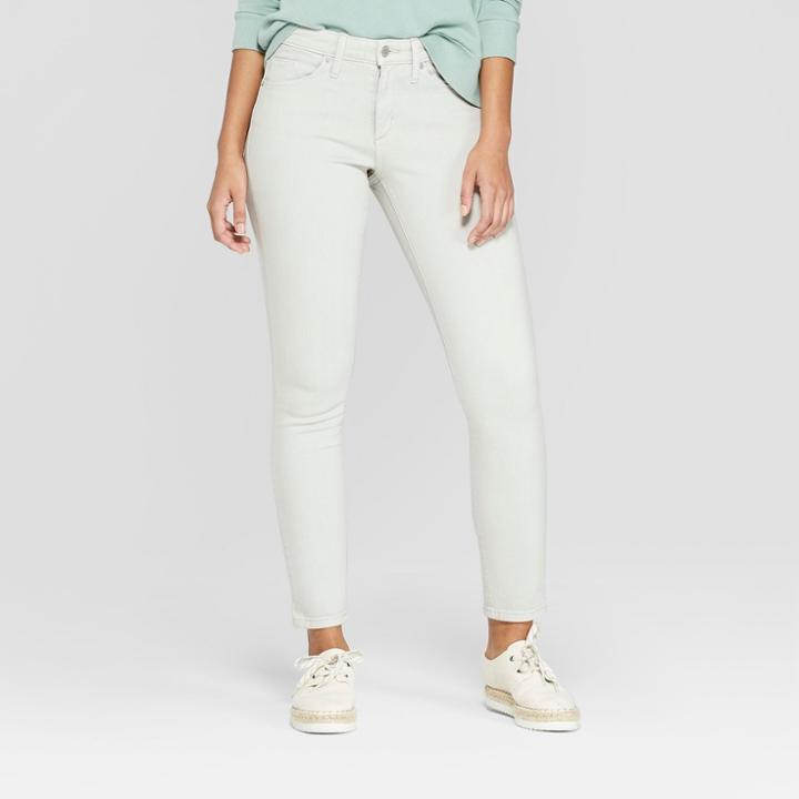 Women's High-rise Raw Cuff Slight Destroy Skinny Jeans - Universal Thread Gray Wash